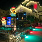 Front of the house with minions and lights