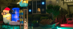 Front of the house with minions and lights