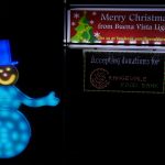 Lighted snowman and Buena Vista Lights sign