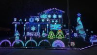 Front of house with full display of light show